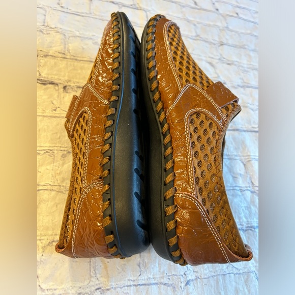 TASOGEN LEATHER BREATHABLE MESH WALKING HONEYCOMB MENS CARMEL LOAFERS - Picture 4 of 9